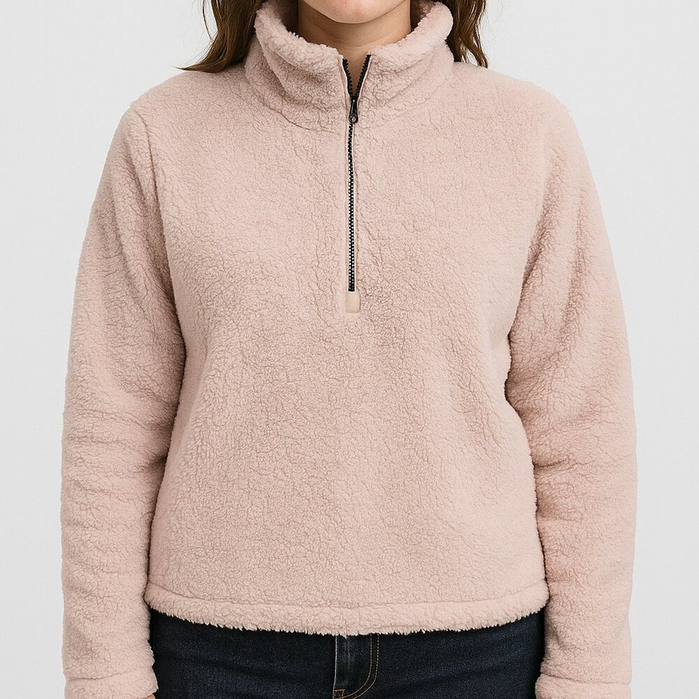 DYI Women's Tranquil 1/2 Zip Fuzzy Fleece Sweater Dusty Lavender Size Small